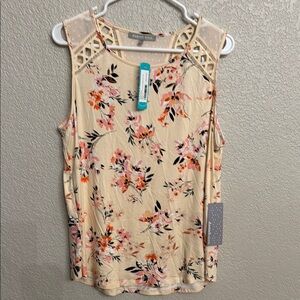 Daniel Rainn Orange Sleeveless Floral Blouse (Stitch Fix) NWT